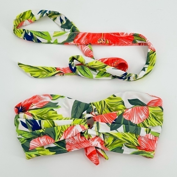 Kona Sol Women’s Tropical Print Bikini Top with Tie Size Medium - Picture 1 of 12